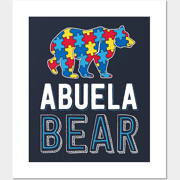 Abuela Bear World Autism Awareness Day Family Puzzle Piece Wall Art by 14thFloorApparel